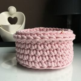 Koszyk ze sznurka bawełnianego różowy 300 16x10 cm
