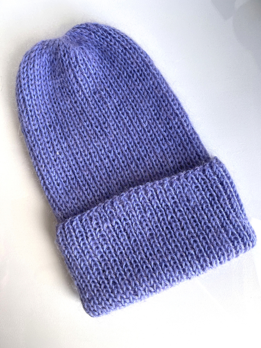AUREA – czapka beanie handmade baby merino + moher i jedwab 25/11 Lawenda