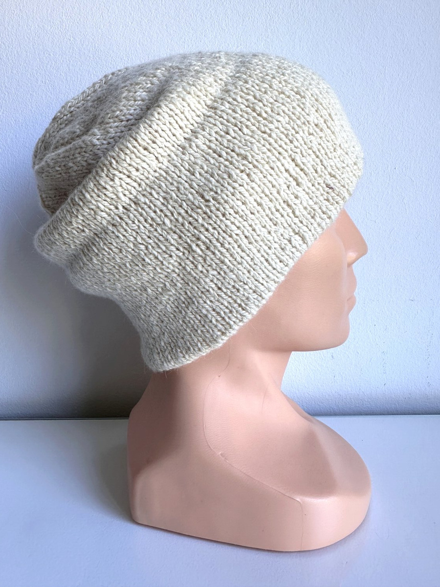 Ręcznie robiona Czapka hand made Tweed 01 Ecru