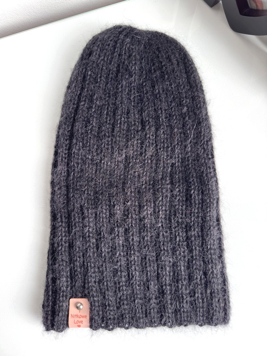 MARGARET – ręcznie robiona czapka beanie alpaka + moher z jedwabiem damska 8903/02 Czarny