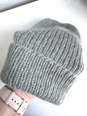 AUREA – czapka beanie handmade baby merino + moher jedwab dziecięca/damska 50/34 Zielona Szałwia