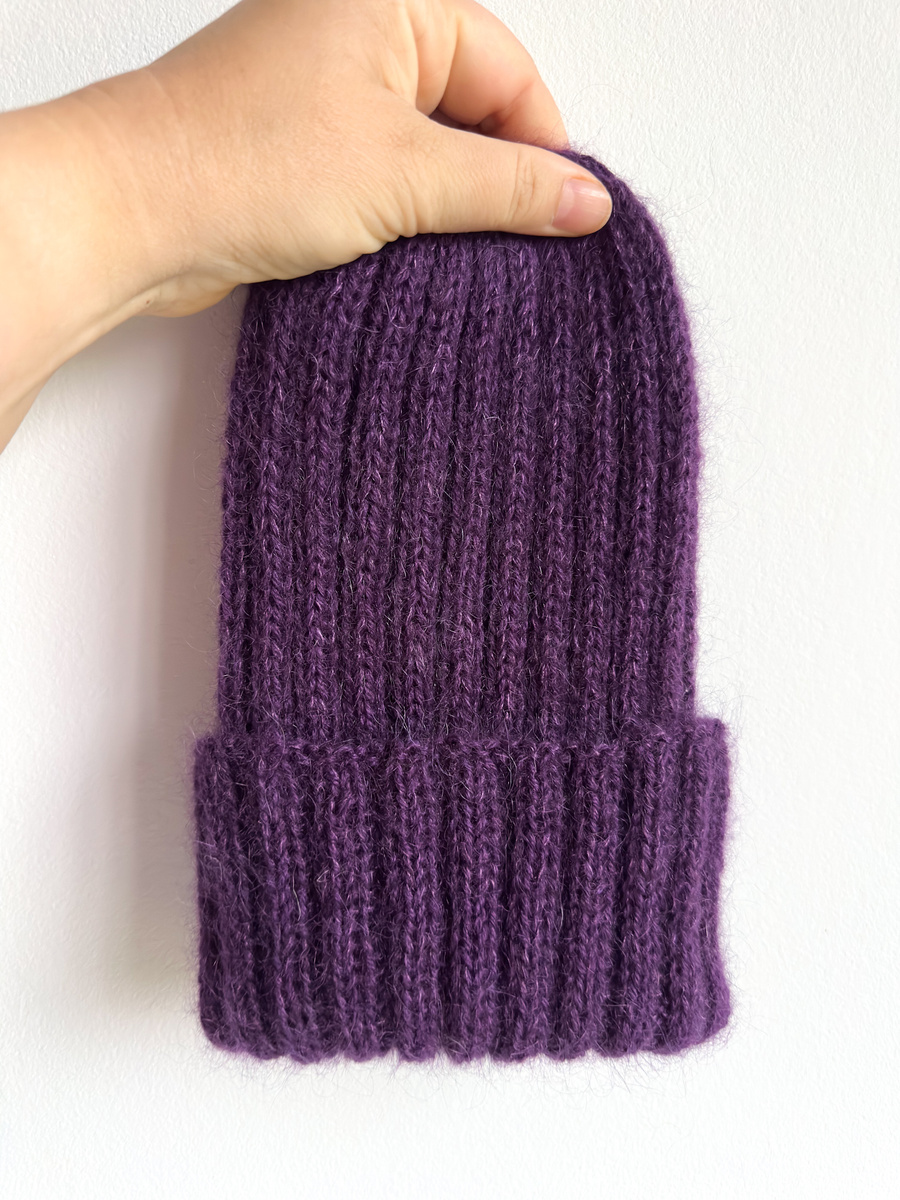MARGARET Handmade Turn-Up Beanie Alpaca and Mohair 4400/16 Dark Purple