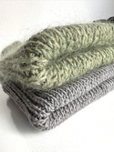 AUREA – czapka beanie handmade baby merino + moher i jedwab 38/18 Oliwka