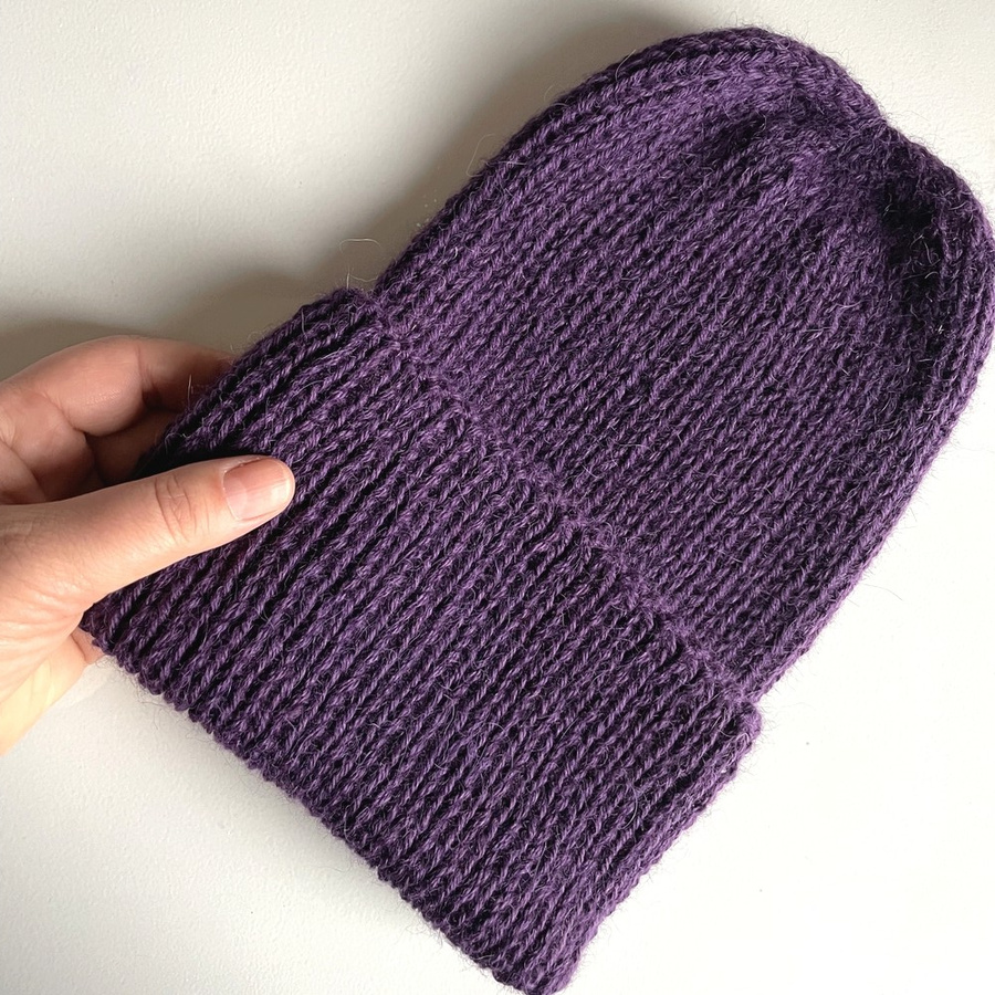 KIARA – czapka z alpaki damska 100% alpaka 4400 ciemny fiolet, zimowa wywijana