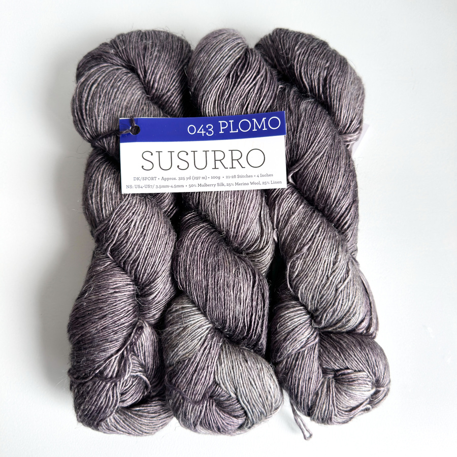 Ręcznie farbowana włóczka Malabrigo SUSURRO jedwab, len i merynos SUS043 PLOMO