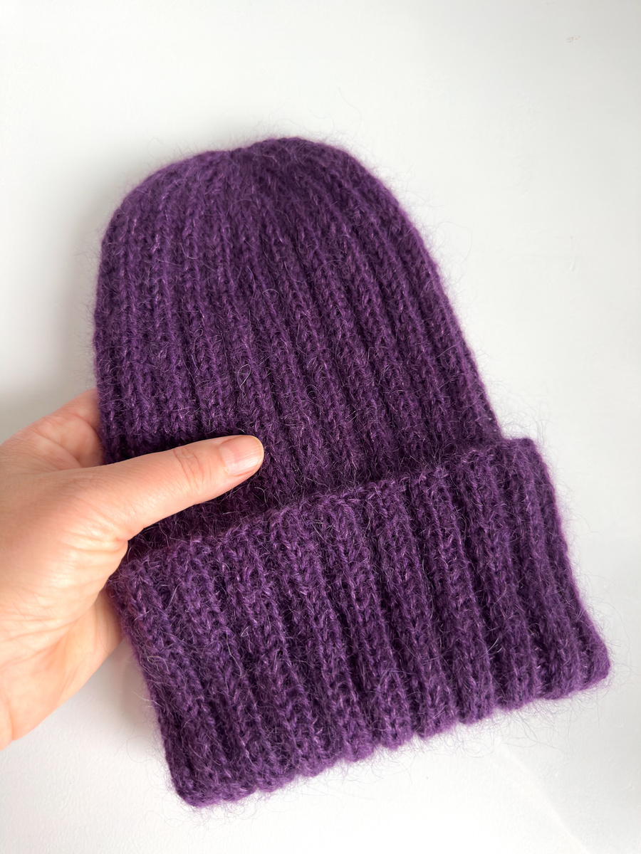 MARGARET Handmade Turn-Up Beanie Alpaca and Mohair 4400/16 Dark Purple