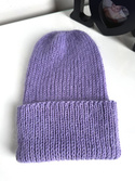 AUREA – czapka beanie handmade baby merino + moher i jedwab dziecięca/damska 14/11 Fioletowy