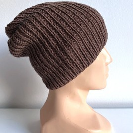 NANA – czapka beanie zimowa 100% baby merino 52 Czekolada