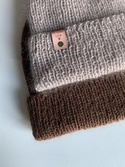 AUREA – ręcznie robiona czapka beanie wełniana merino z moherem damska/dziecięca 23/20 Jasny Beż