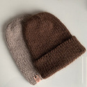 AUREA – czapka beanie handmade baby merino + moher i jedwab 52/35 Czekolada