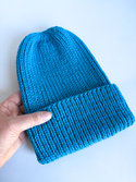 NANA – czapka wywijana beanie z wełny 100% baby merino 32 turkusowy