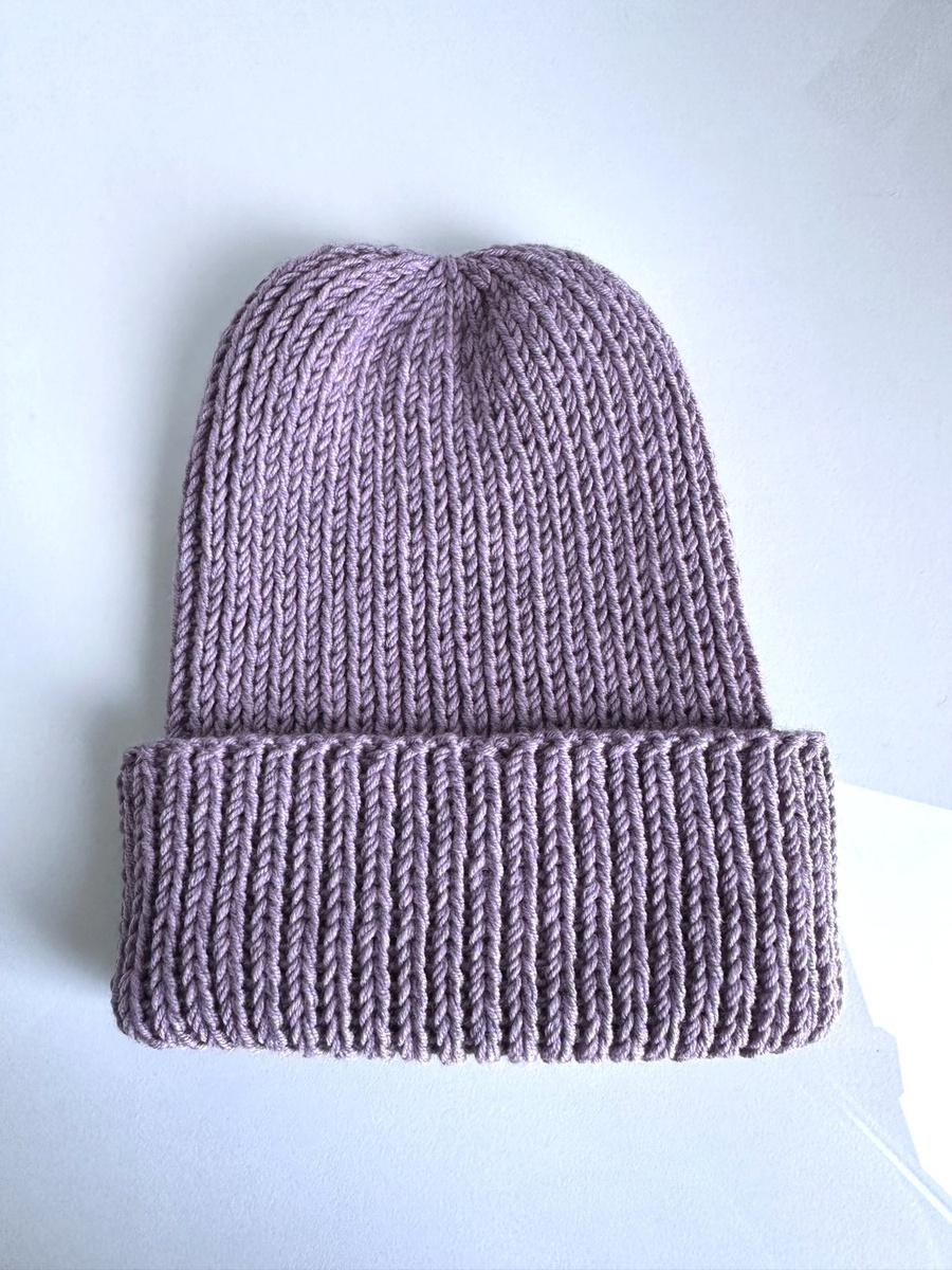 NANA – czapka wywijana z wełny baby merino 39 Fioletowa Orchidea