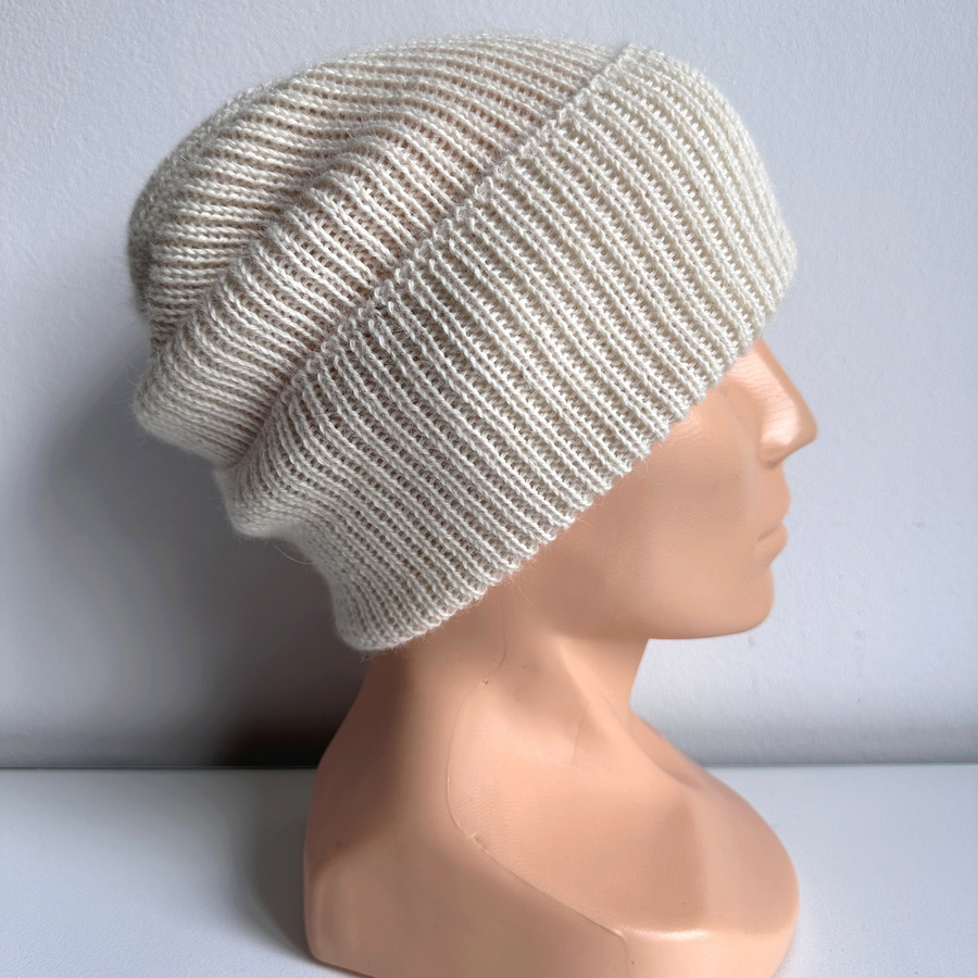HELEN Turn-Up Beanie 100% Alpaca 100 Ecru