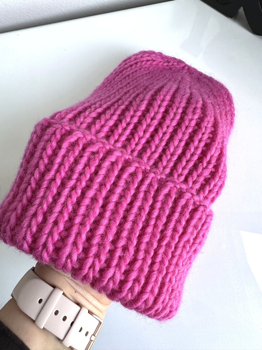 JANKA – gruba czapka zimowa beanie 100% wełna owcza 15 Ciemnoniebieski