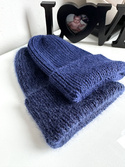 KIARA Mütze mit Umschlag 100% Alpaka 5575 Navy