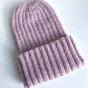 LAURIN Handmade Beanie 100% Alpaca 3112 różowy z nutką beżu