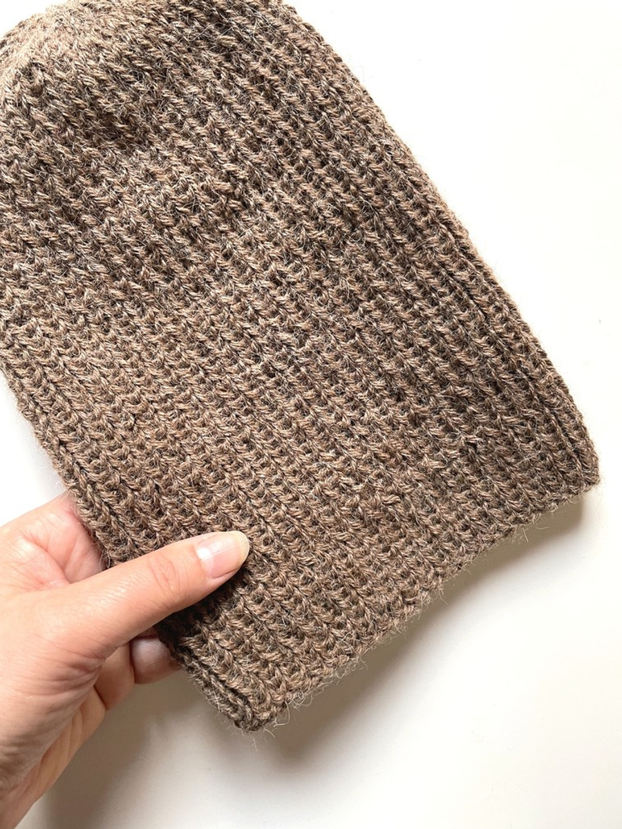 Czapka robiona na drutach KIARA 100% Alpaka 607 Brąz