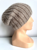 MARGARET – czapka beanie alpaka + moher z jedwabiem damska 2020/20 Jasny Nugat