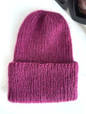 AUREA – czapka beanie handmade baby merino + moher i jedwab damska dziecięca 34/17 Wrzos
