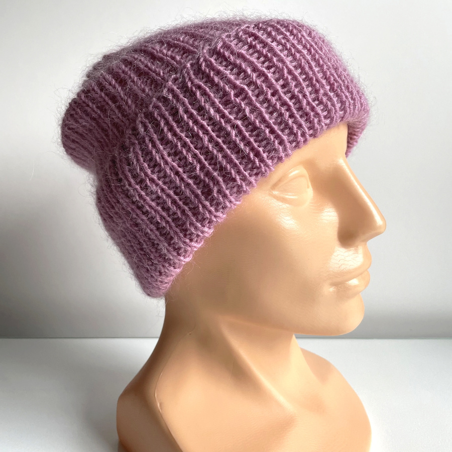 AUREA – ręcznie robiona ciepła czapka beanie baby merino + moher i jedwab dziecięca/damska 27/04 Stary Róż