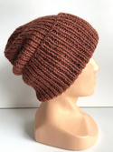 KIARA – czapka wywijana z alpaki 100% 9025 orzechowy, jesienno-zimowa, ręcznie robiona