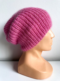 Handmade women's hat AUREA 100% Baby Merino plus mohair and silk 07/62 Strawberry Ice Cream