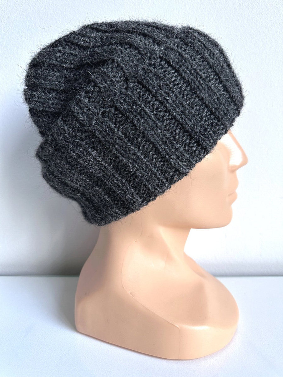 LAURIN Turn-Up Alpaca Beanie 506 Dark Grey