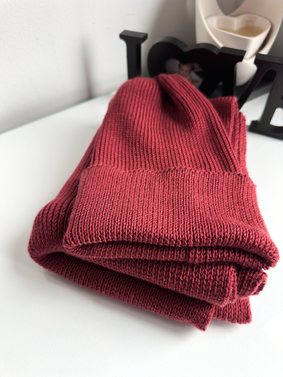 VARELLA – czapka merino beanie wywijana 100% Baby Merino 51 bordowy