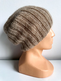 MARGARET – ręcznie robiona czapka beanie alpaka + moher z jedwabiem 2020/54 Piaskowy jasny