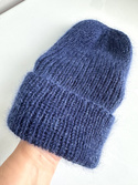 AUREA – czapka beanie handmade baby merino + moher i jedwab 13/28 Granatowy