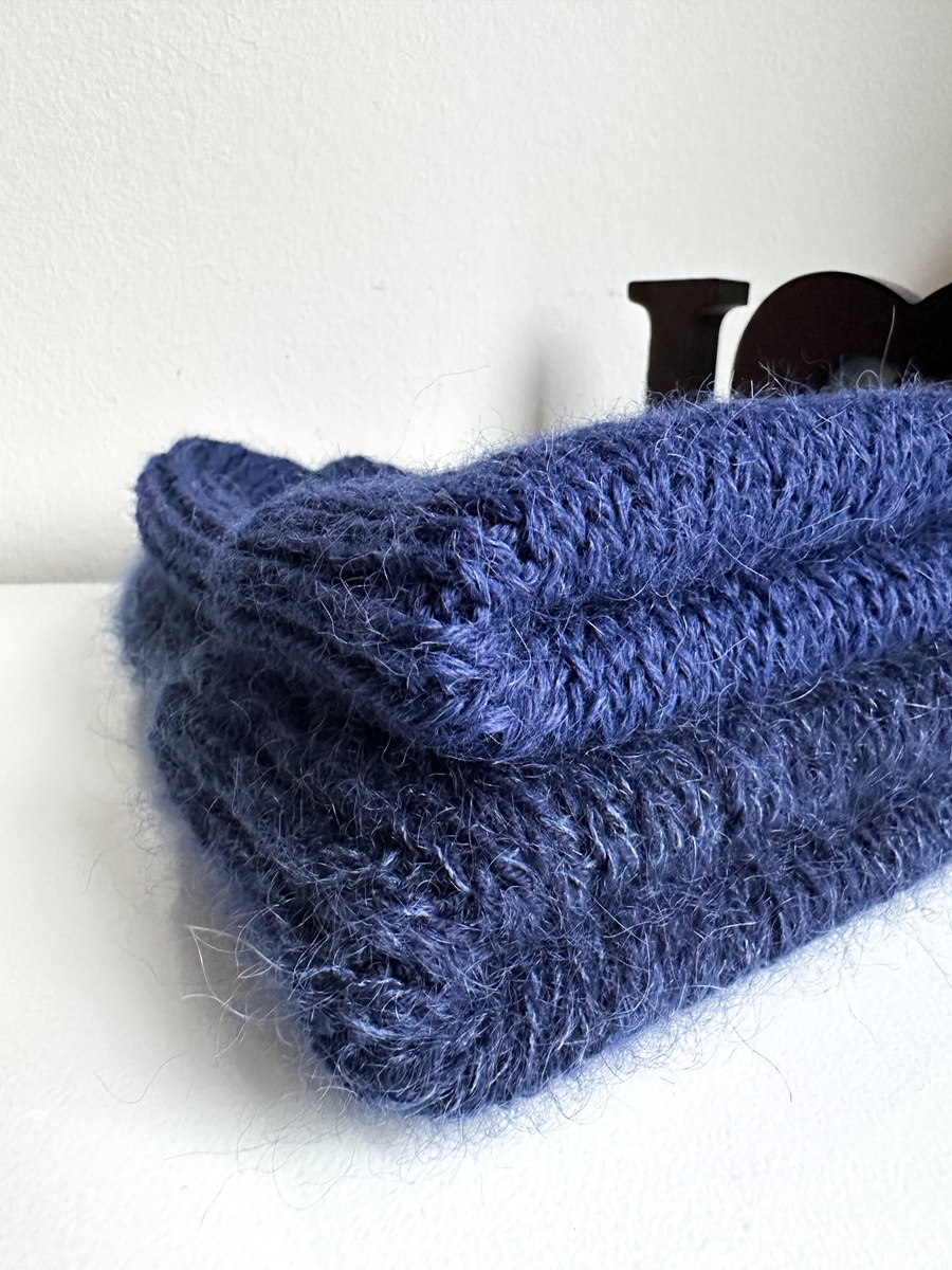 KIARA – czapka wywijana z alpaki 100% 5575 granatowa damska zimowa