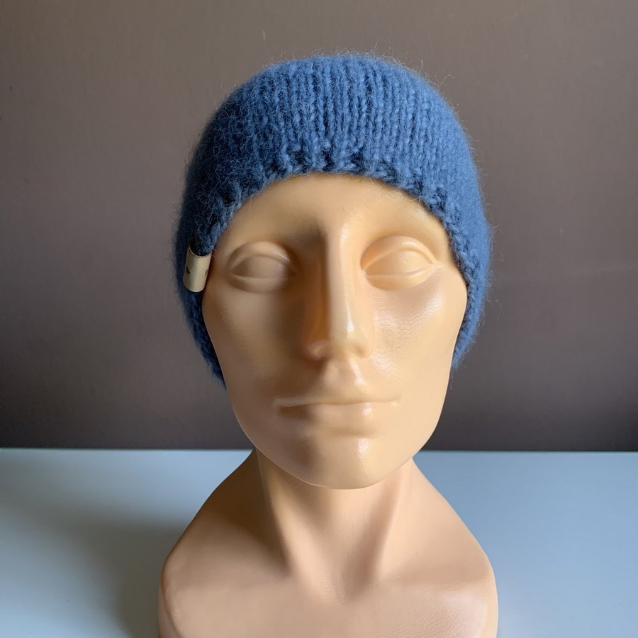 CHMURKA handgemachte Beanie-Mütze aus Alpaka 17 Jeans niebieski