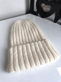 MIRA – ręcznie robiona ciepła czapka beanie merino + moher i jedwab 01 Ecru