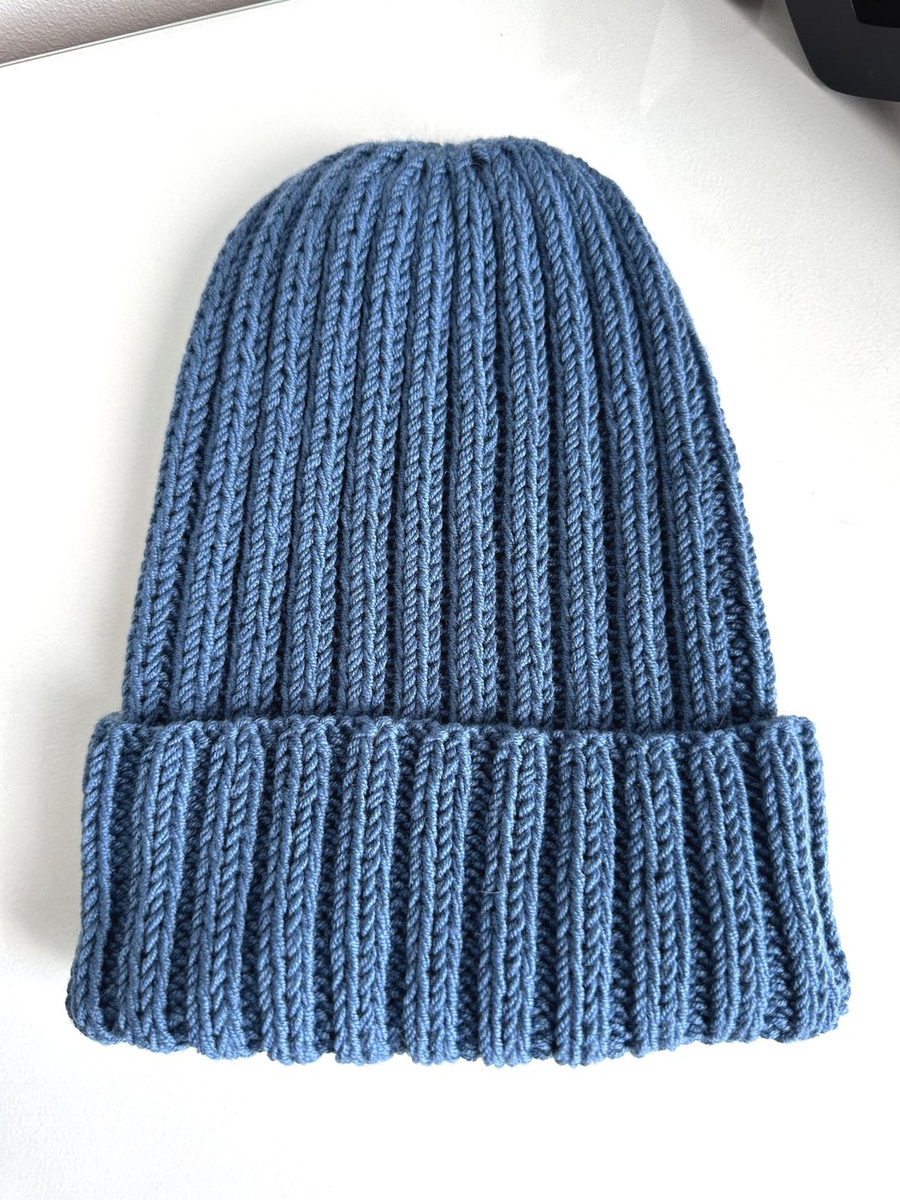 HELLI Turn-Up Beanie 100% Baby Merino Wool 42 Petrol Blue