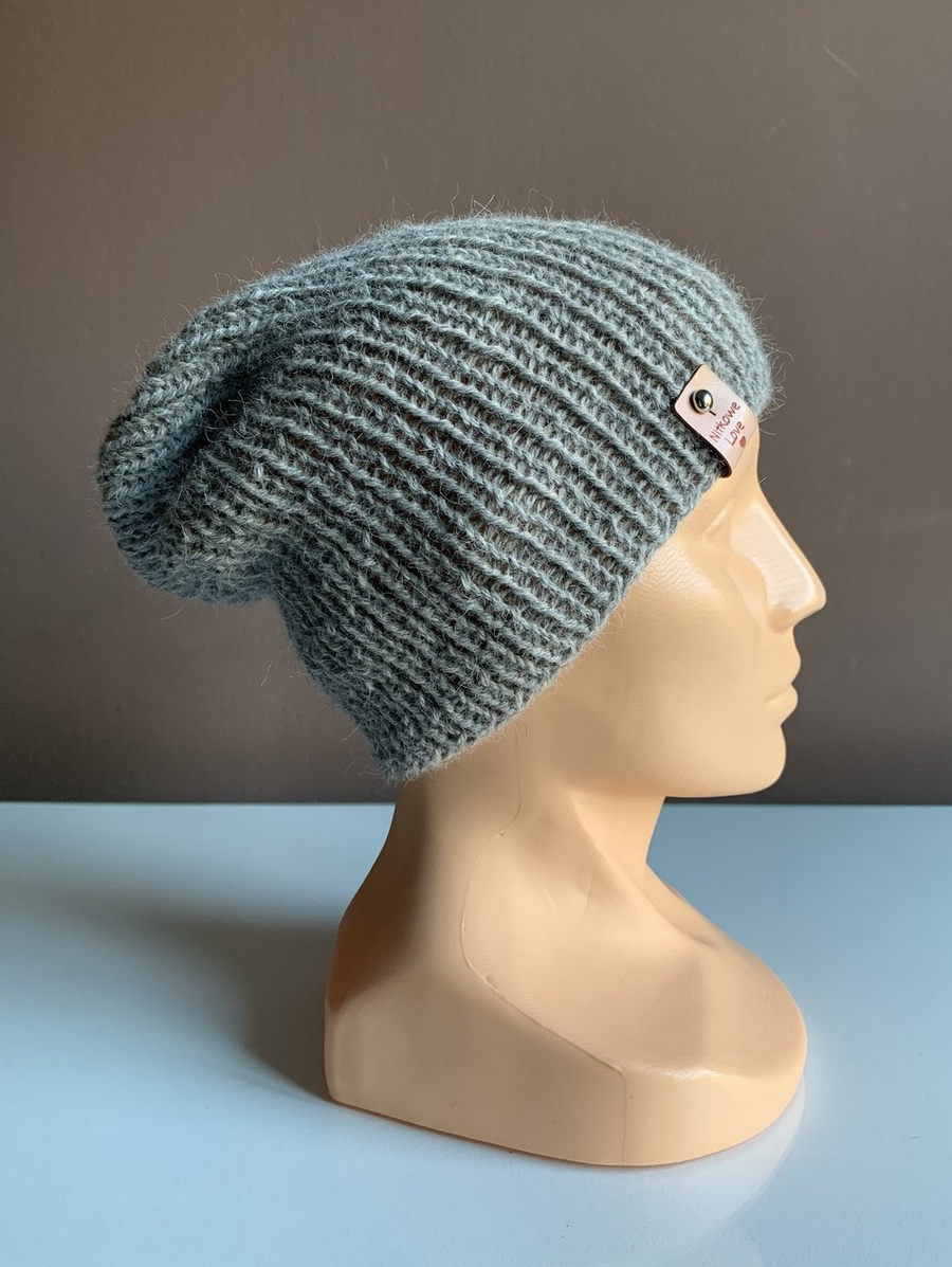 KIARA – czapka z alpaki 100% beanie 501 jasny szary damska zimowa