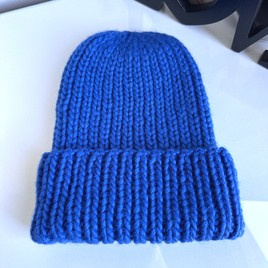 JANKA – gruba czapka zimowa z wełny 104 kobalt, handmade