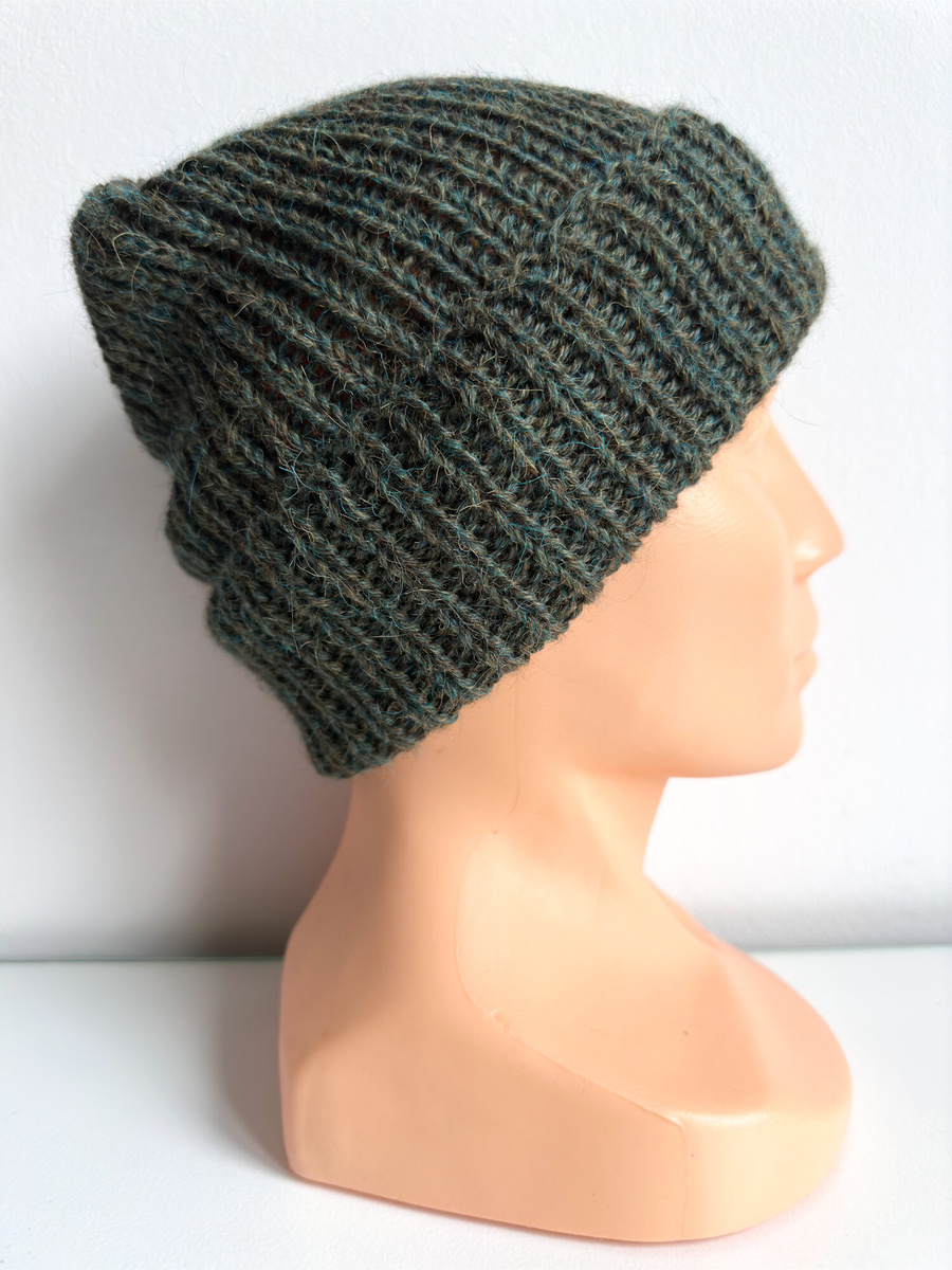 KIARA Turn-Up Beanie 100% Alpaca 7815 Leśny mix