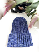 NELLI Handmade Turn-Up Merino Beanie 38 Niebieska Mgiełka