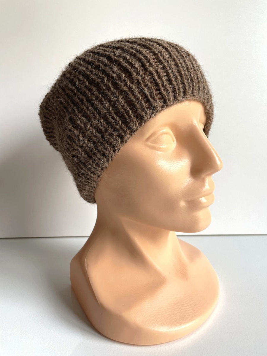 Czapka robiona na drutach KIARA 100% Alpaka 607 Brąz