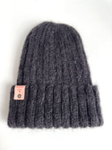 MARGARET Handgemachte Mütze mit Umschlag Alpaka Mohair und Seide 8903/02 Schwarz