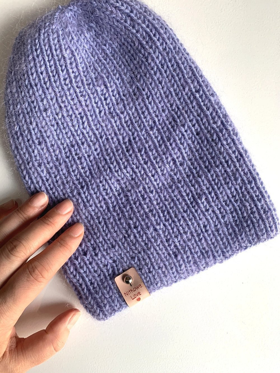 Handmade women's hat AUREA 100% Baby Merino plus mohair and silk 25/11 Lavender