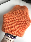 AUREA – ręcznie robiona czapka beanie baby merino + moher i jedwab damska/dziecięca 36/49 Pomarańczowy