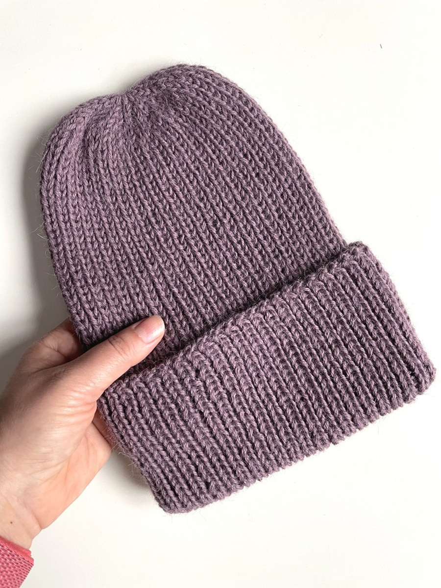 KIARA – czapka wywijana z alpaki 100% 3800 fiołkowo różowy damska zimowa