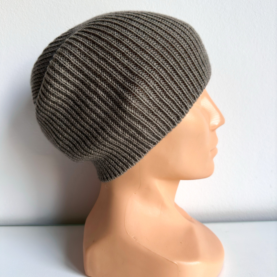 VARELLA – czapka z wełny merino beanie 57 szaro‑brązowa