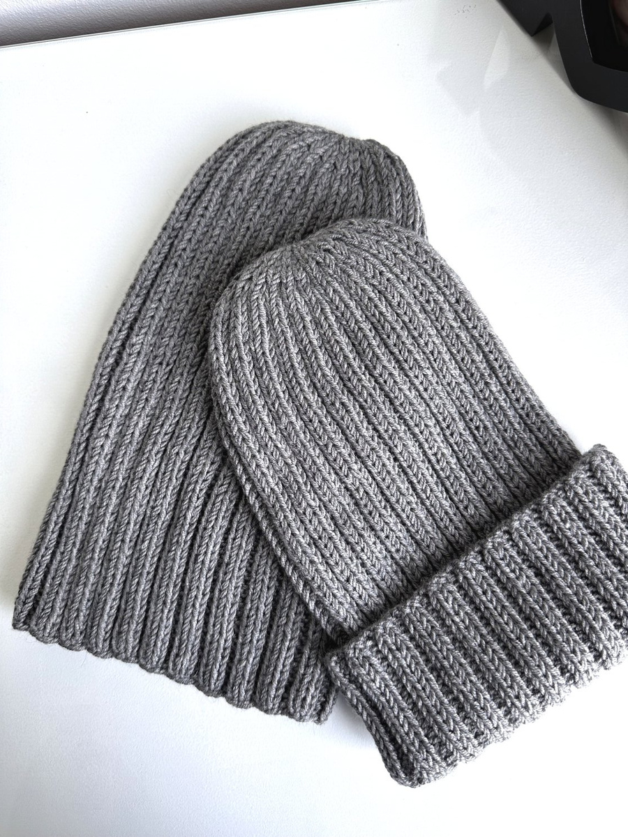 HELLI – wywijana czapka z wełny baby merino 19 Szary
