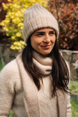Ręcznie robiona czapka beanie MIRA 100% Merino plus moher i jedwab 14/15 Brąz