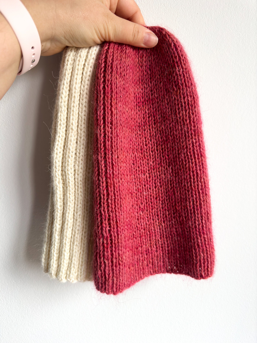 Handmade Czapka damska AUREA LE 100% Baby Merino plus moher i jedwab Herbaciany Róż