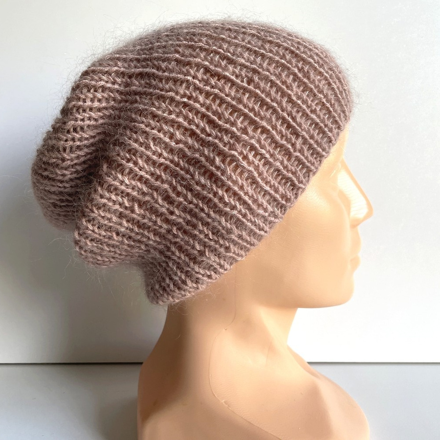 AUREA – ręcznie robiona ciepła czapka merino beanie damska 49/41 Pustynna Róża