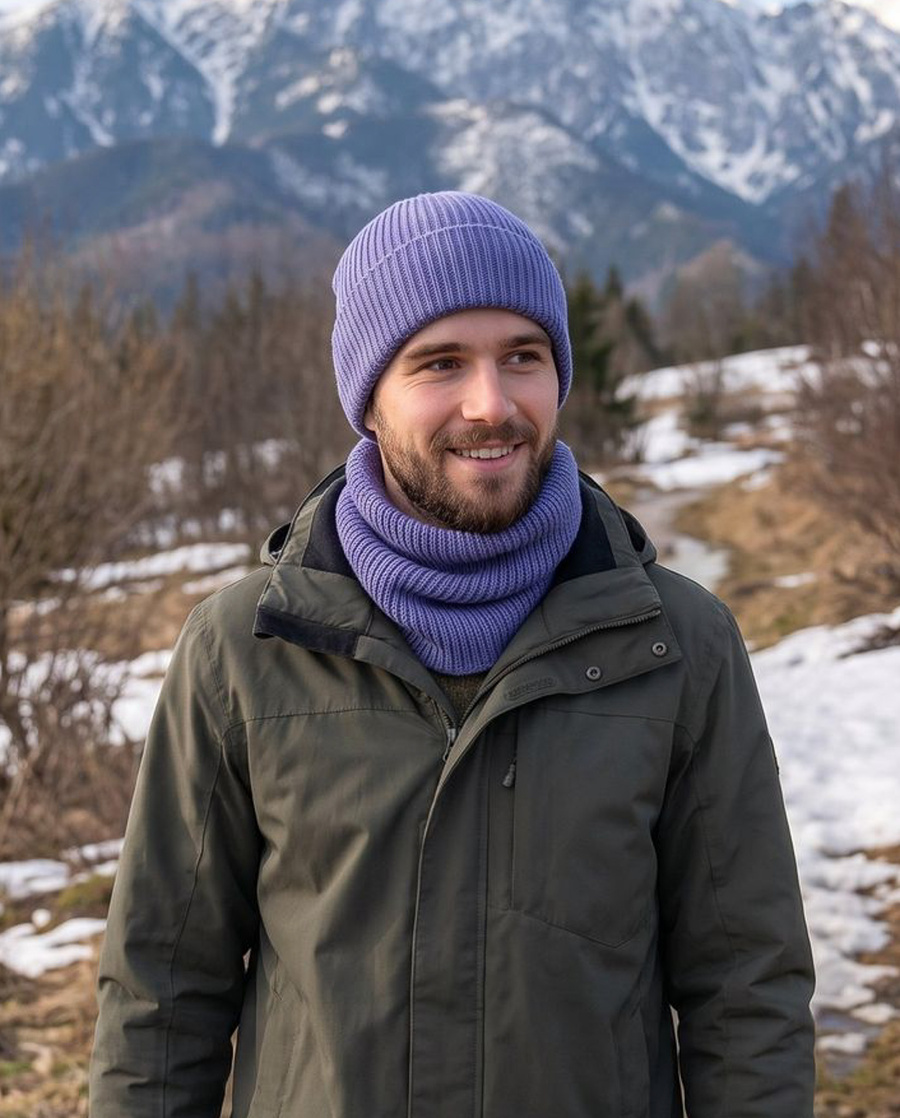 VARELLA – czapka z wełny merino 25 lawenda zimowa