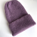 AUREA – ręcznie robiona czapka beanie baby merino + moher i jedwab dziecięca/damska 40/05 Ametyst
